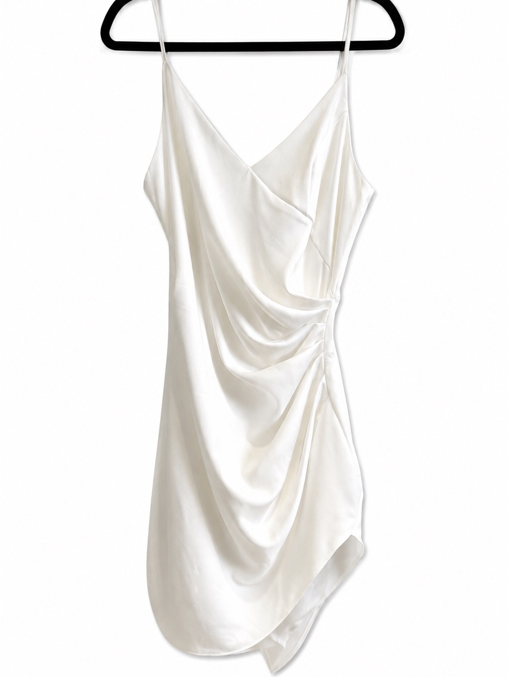DO+BE White Satin Ruched Mini Dress | Size Medium |